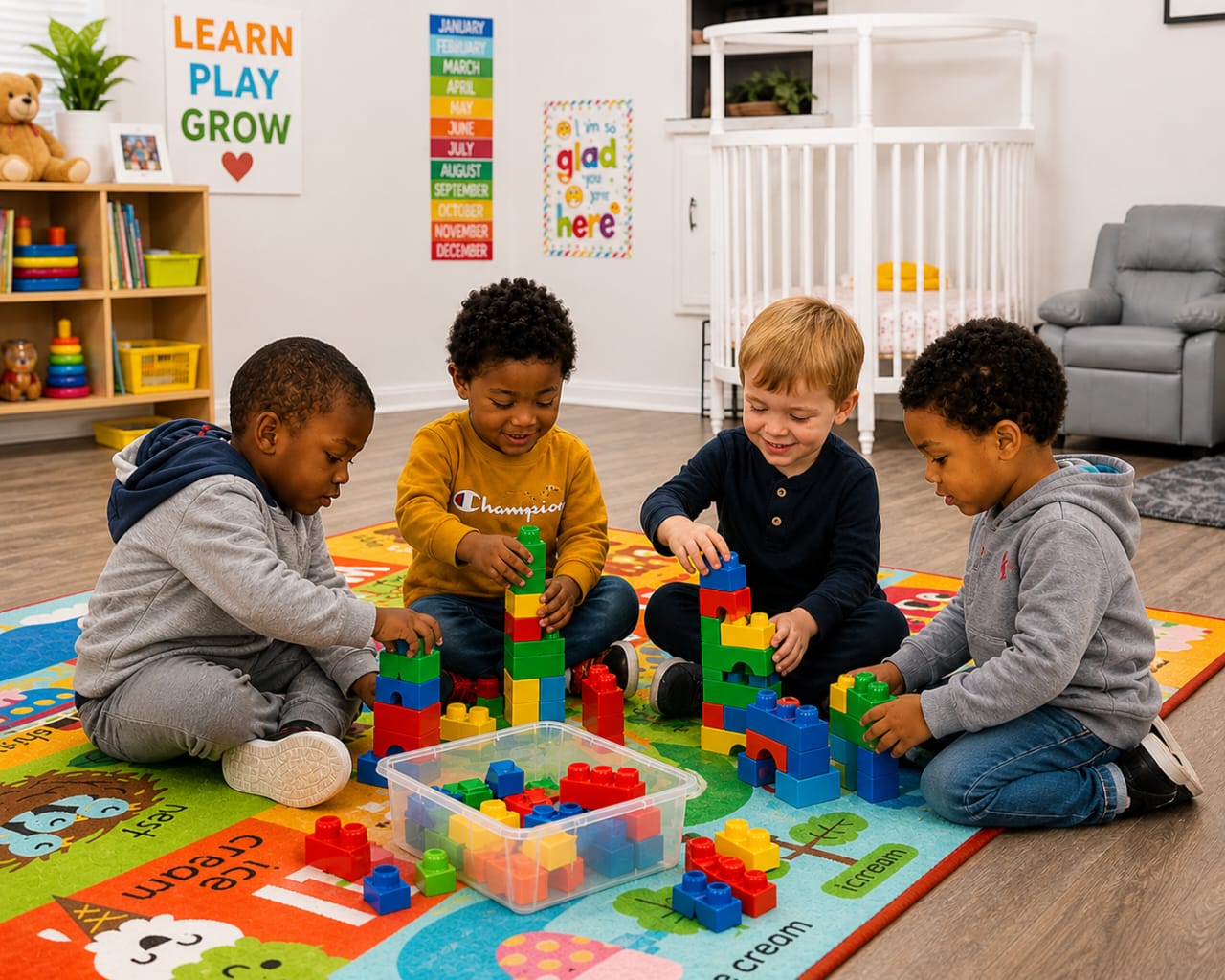 Children playing and learning together at Jones Family Child Development
